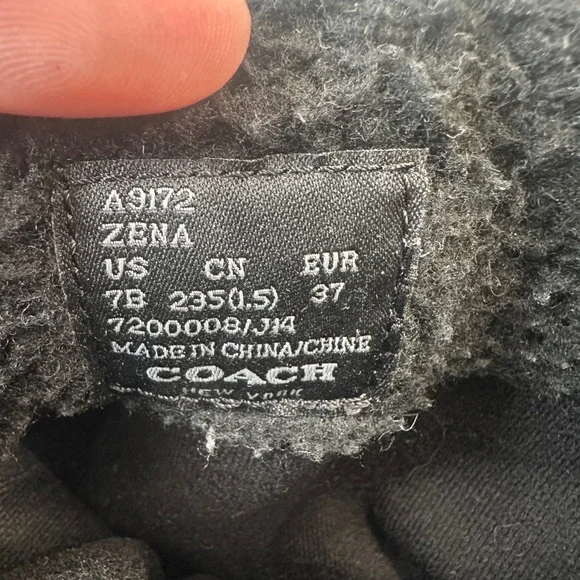 Coach Zena Black Leather Suede Shearling Buckle‎ Ankle Boots Women Size 7B - Picture 8 of 10